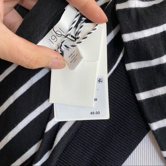 NEW 1901 Striped Cardigan Sweater Black White Classic Button Small Preppy Pima - Picture 6 of 7